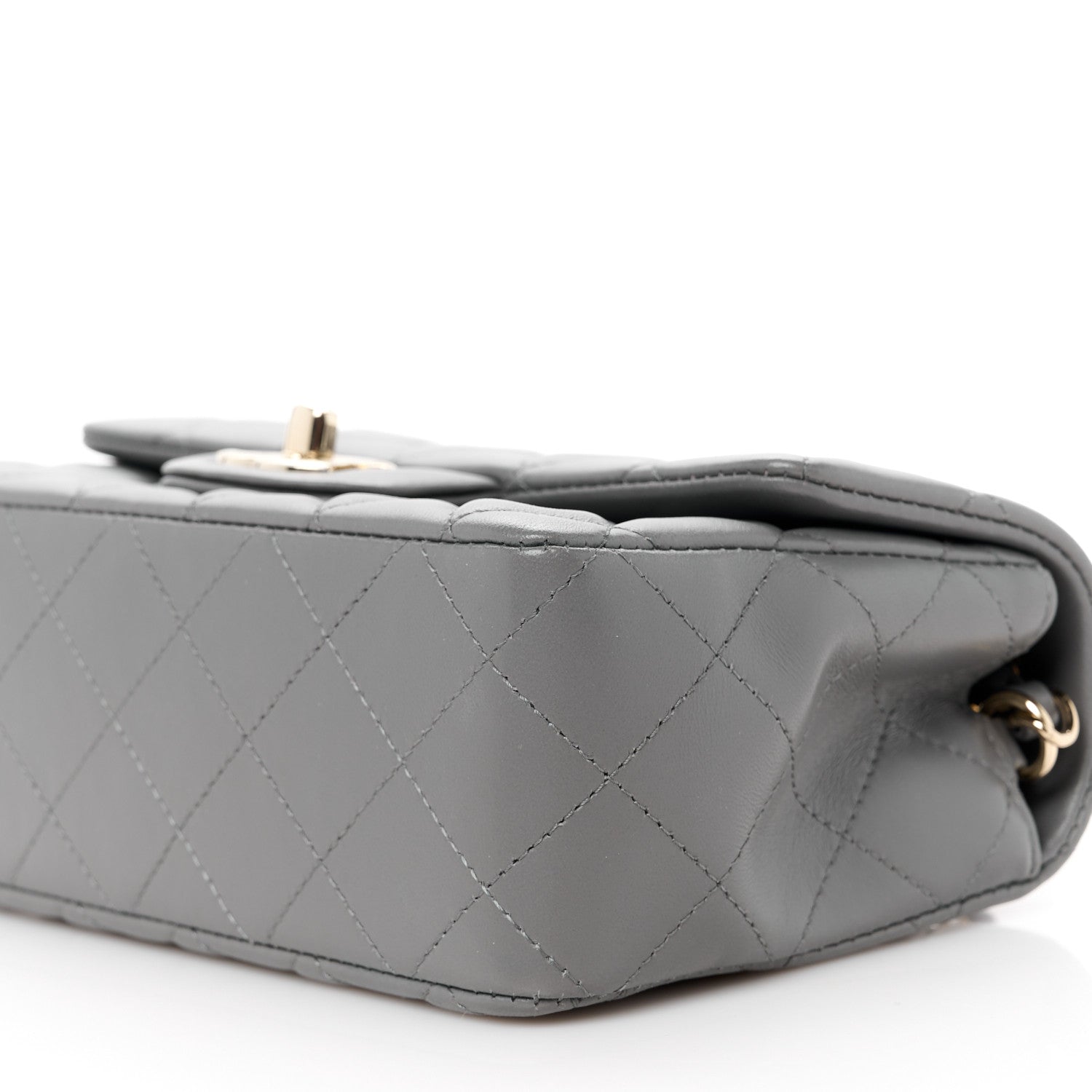Chanel Lambskin Quilted Mini Rectangular Flap Dark Grey 11 of 12