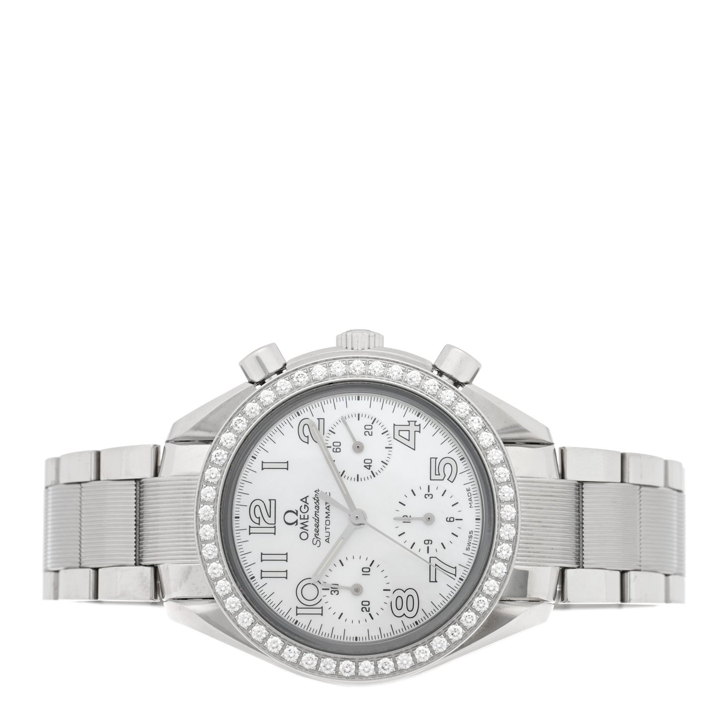 Stainless Steel Diamond Bezel Mother of Pearl 39mm Speedmaster Chronograph Automatic Watch 3535.70.00