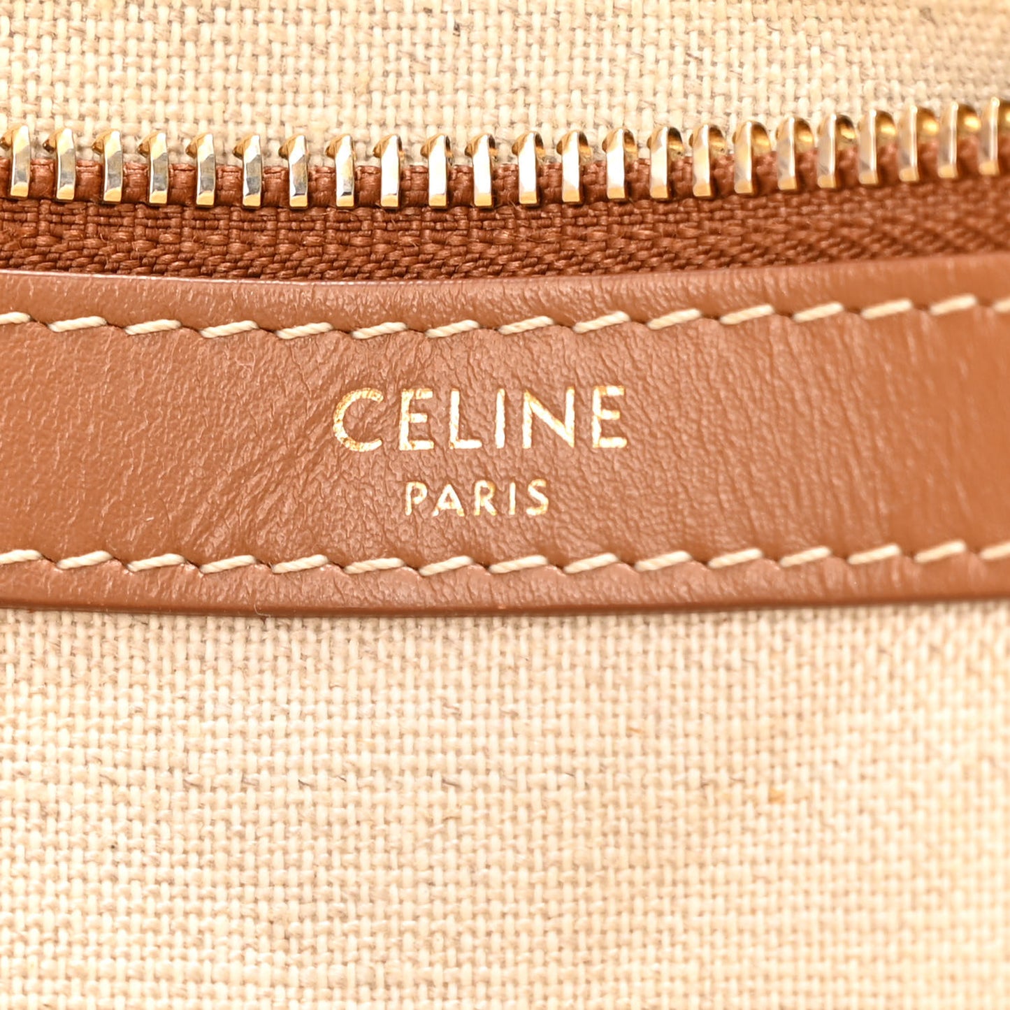 Canvas Calfskin Triomphe Embroidered Horizontal Cabas Tan