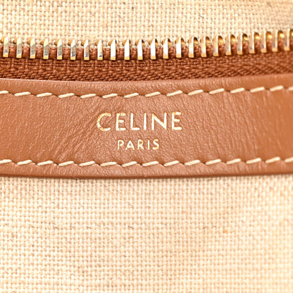 Celine Canvas Calfskin Triomphe Embroidered Horizontal Cabas Tan 6 of 14