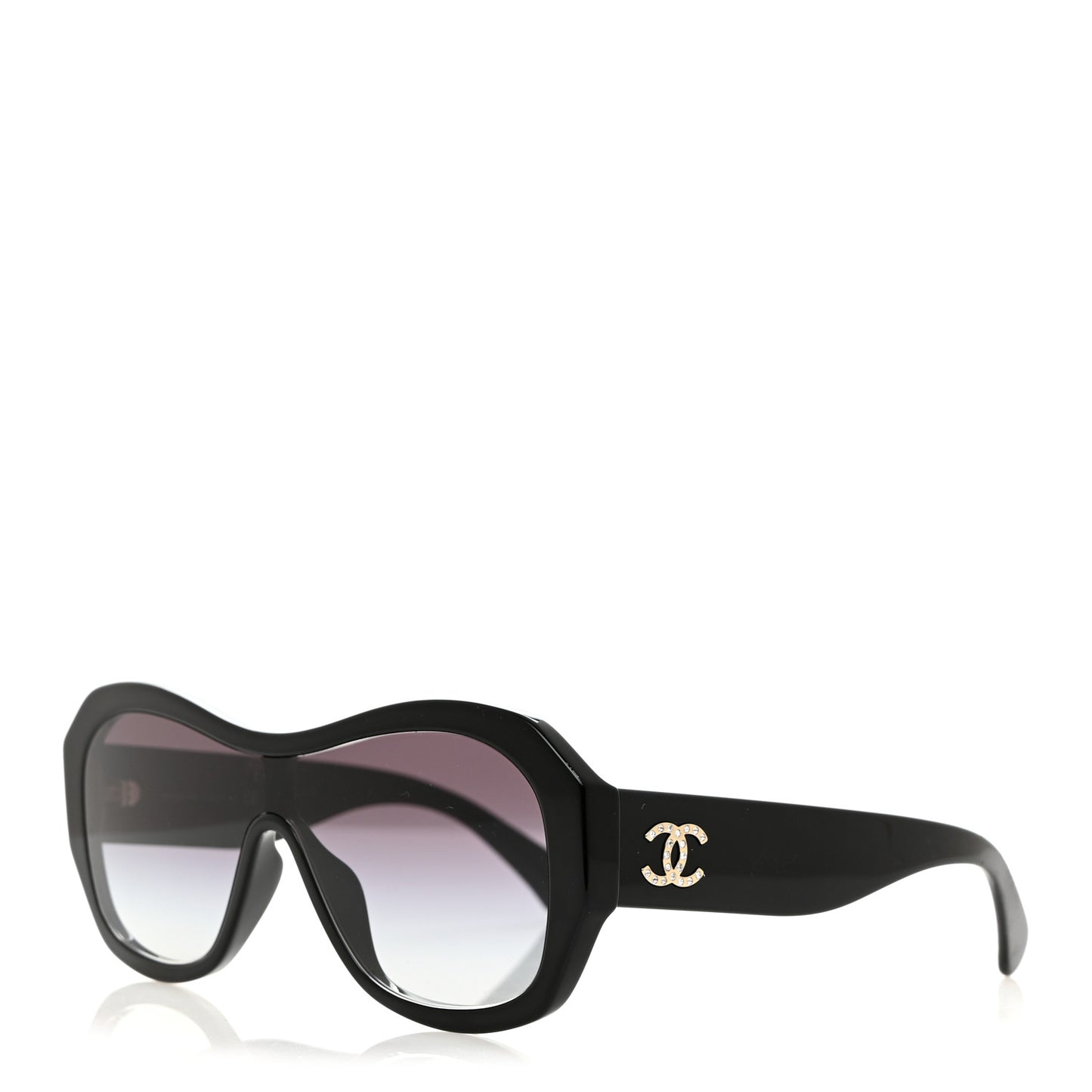 Acetate Crystal CC Shield Sunglasses 5497-B-A Black