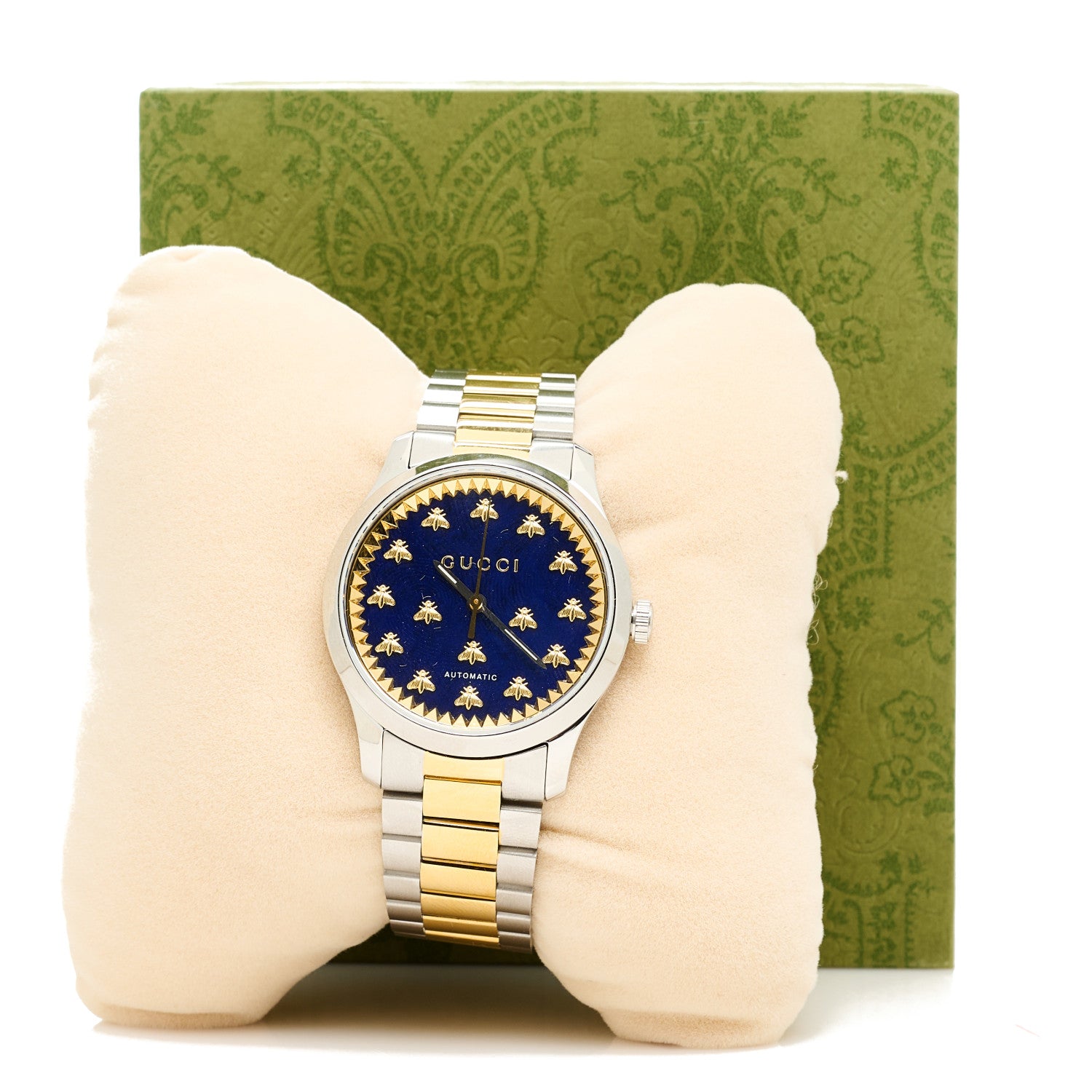Gucci Stainless Steel 38mm G-Timeless Two Tone Bee Automatic Watch Blue 5 of 5