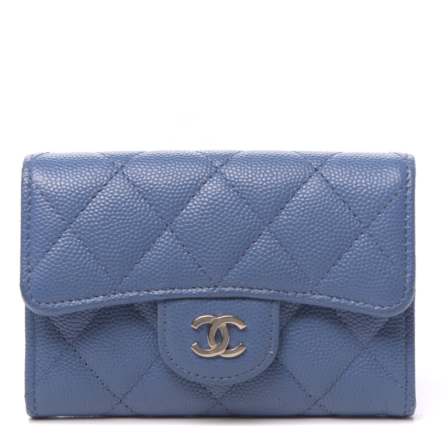 Chanel Caviar Quilted Flap Card Holder Blue 1 of 9