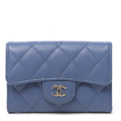 Chanel Caviar Quilted Flap Card Holder Blue 1 of 9
