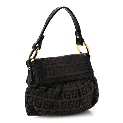 Fendi Zucchino Mini Chef Shoulder Bag Tobacco Moro Black 3 of 12