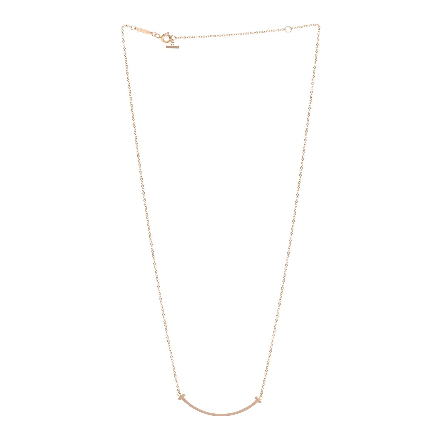 Tiffany 18K Rose Gold Small T Smile Pendant Necklace 3 of 4