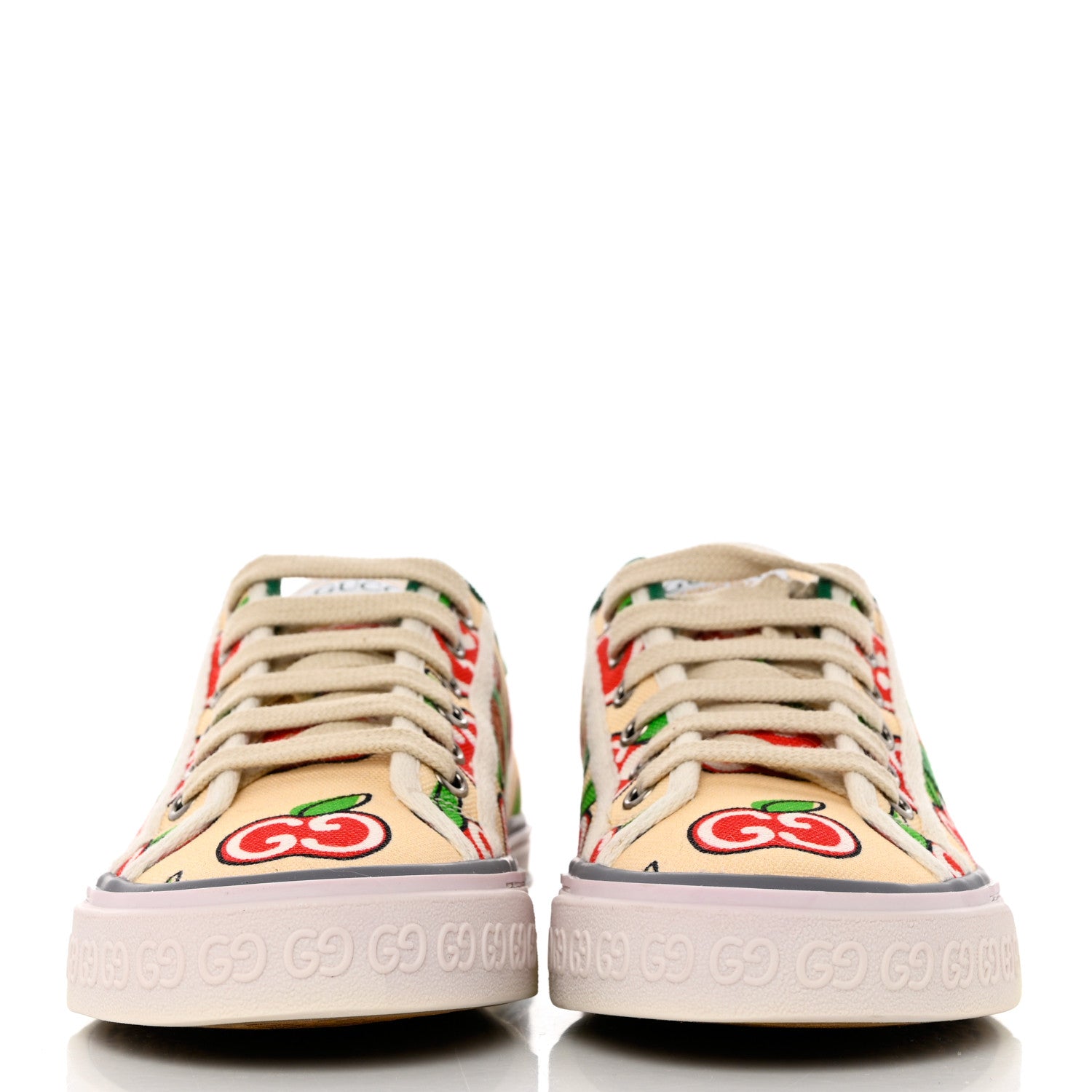 Gucci Canvas Web GG Apple Womens 1977 Tennis Sneakers 36 Ivory Red Mystic White New Shamarock 2 of 9