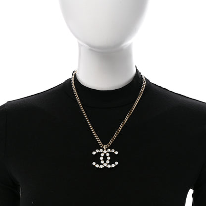 Chanel Crystal CC Pendant Necklace Gold 2 of 7