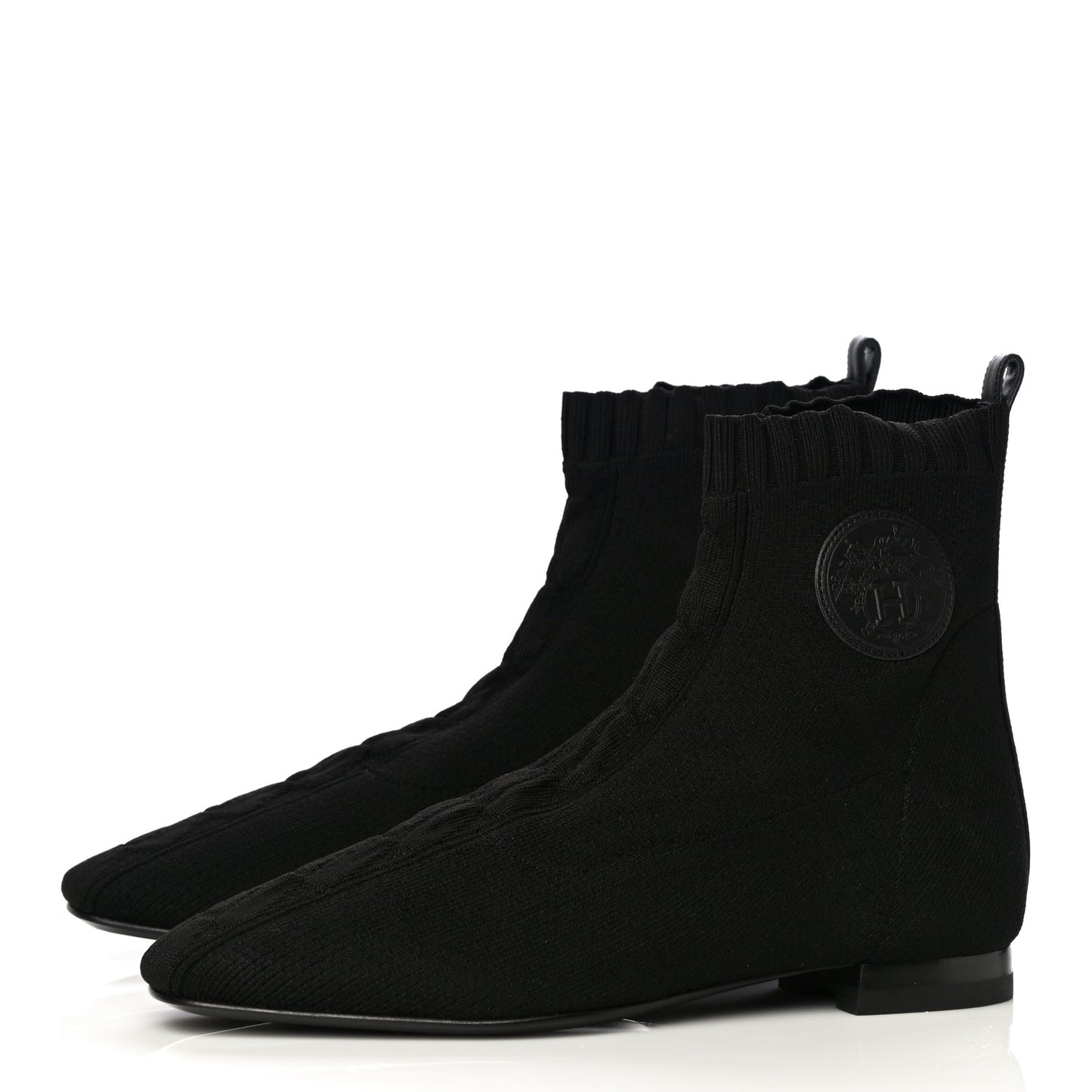 Knit Calfskin Duo Ankle Boots 35.5 Black