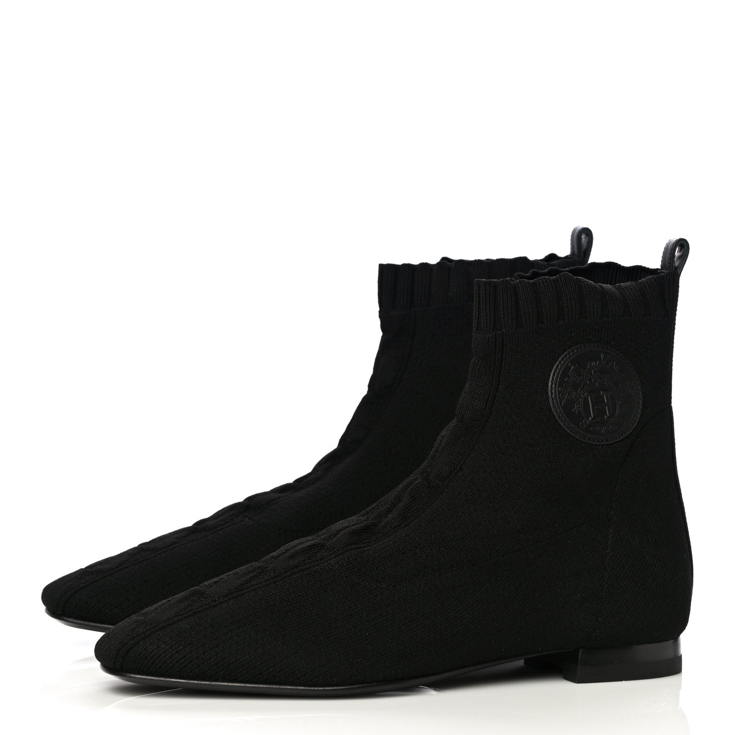 Hermes Knit Calfskin Duo Ankle Boots 35.5 Black 4 of 11