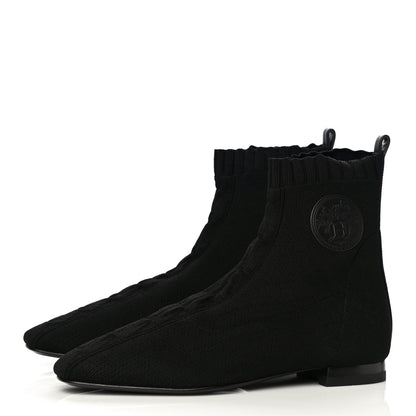 Hermes Knit Calfskin Duo Ankle Boots 35.5 Black 4 of 11