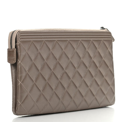Chanel Metallic Caviar Quilted Small Zipped Boy Pouch Copper 3 of 7