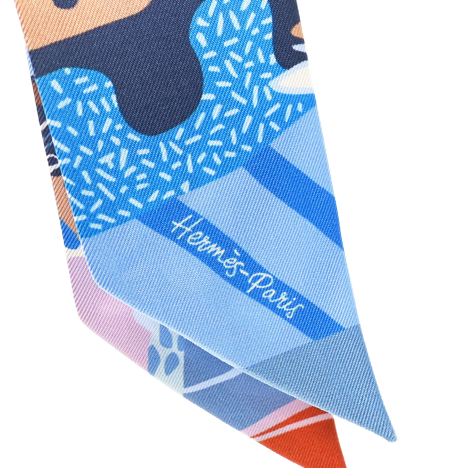 Hermes Silk En Liberte Twilly Bleu Rose Brun 3 of 4