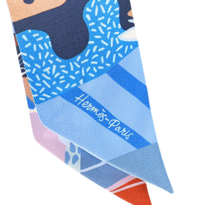 Hermes Silk En Liberte Twilly Bleu Rose Brun 3 of 4