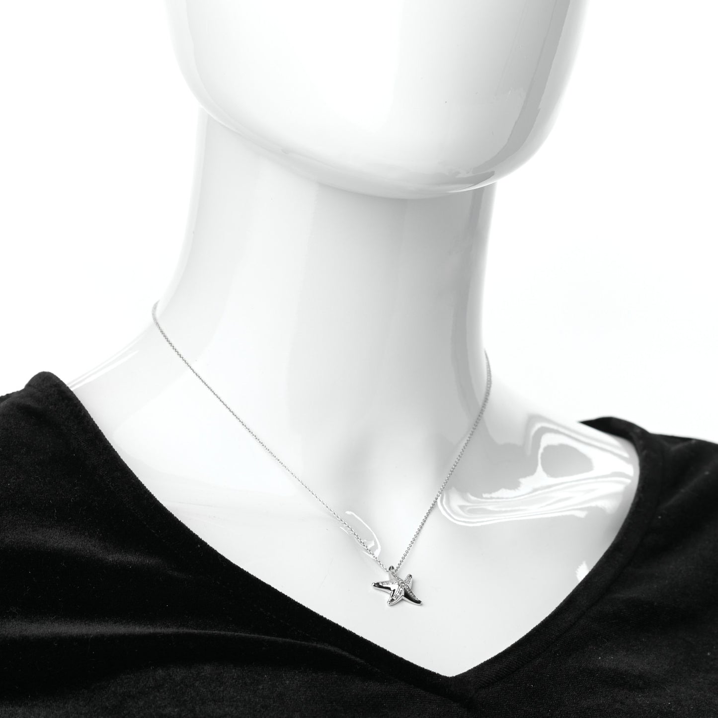 Platinum Diamond 15mm Elsa Peretti Pave Starfish Pendant Necklace