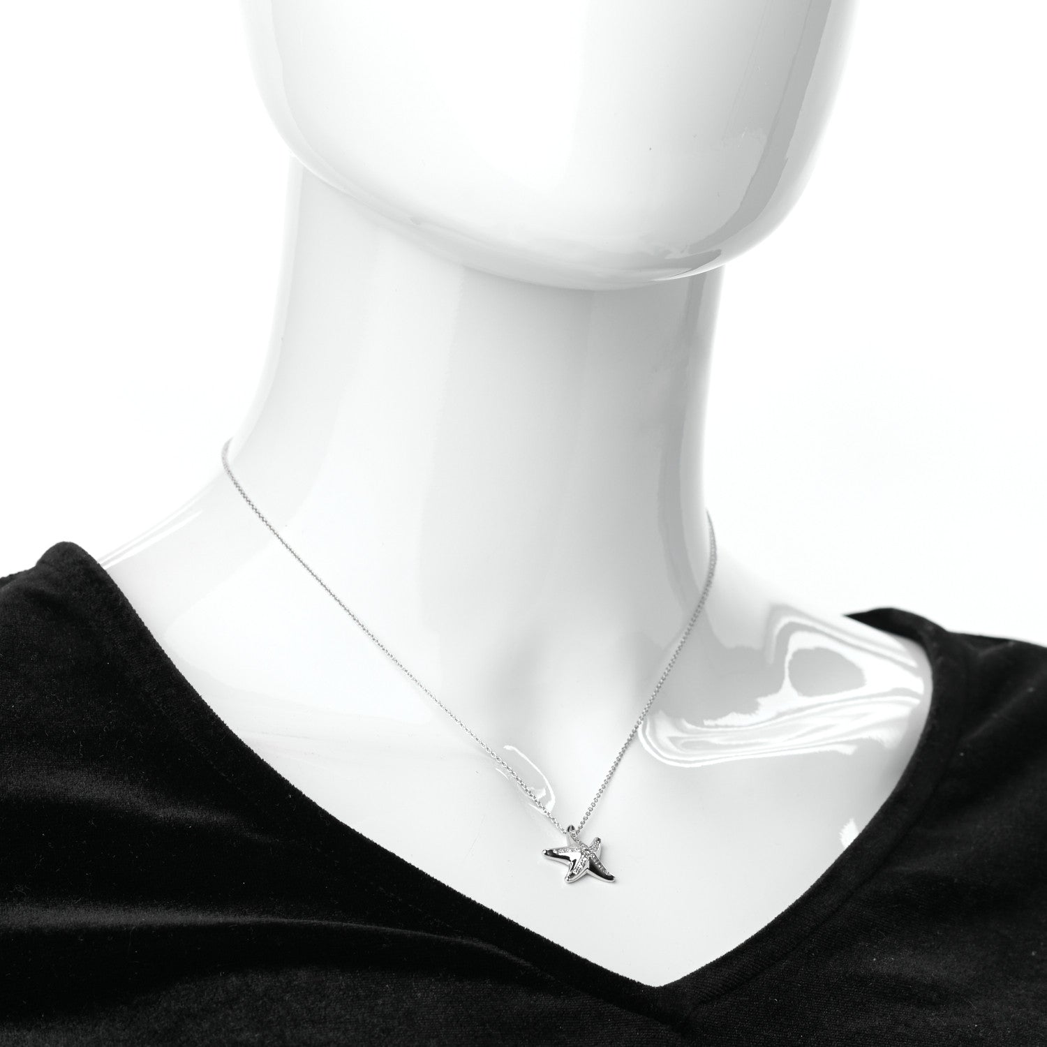 Tiffany Platinum Diamond 15mm Elsa Peretti Pave Starfish Pendant Necklace 2 of 8