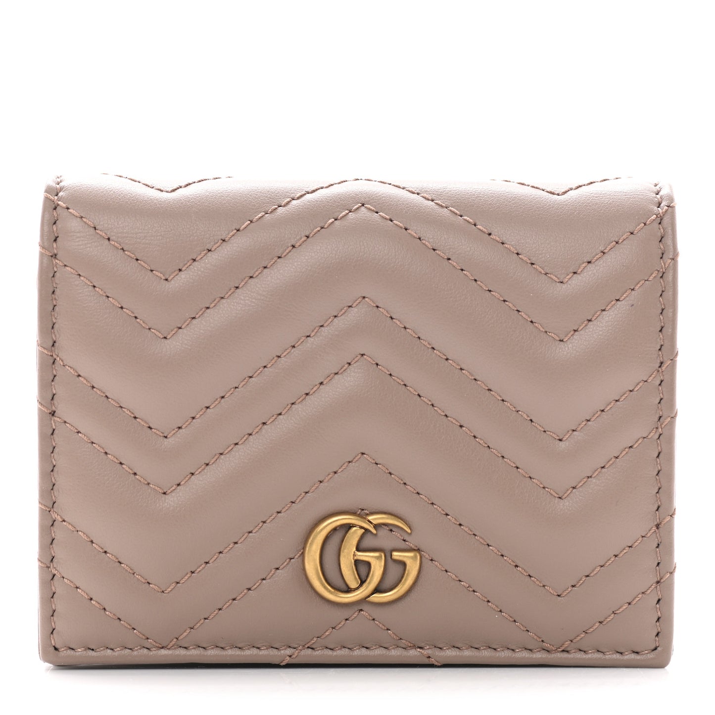 Calfskin Matelasse GG Marmont Card Case Wallet Porcelain Rose