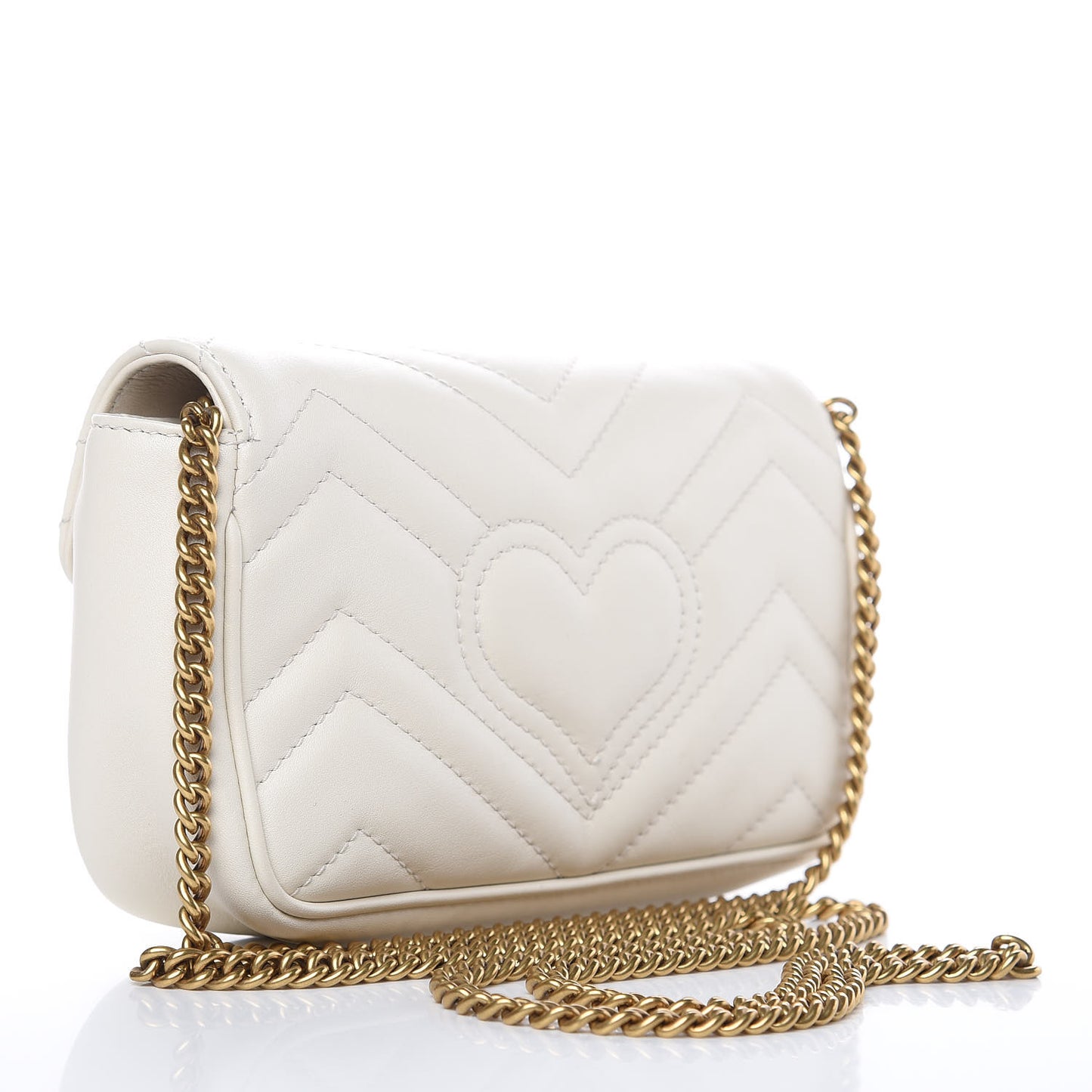 Calfskin Matelasse Super Mini GG Marmont Shoulder Bag White