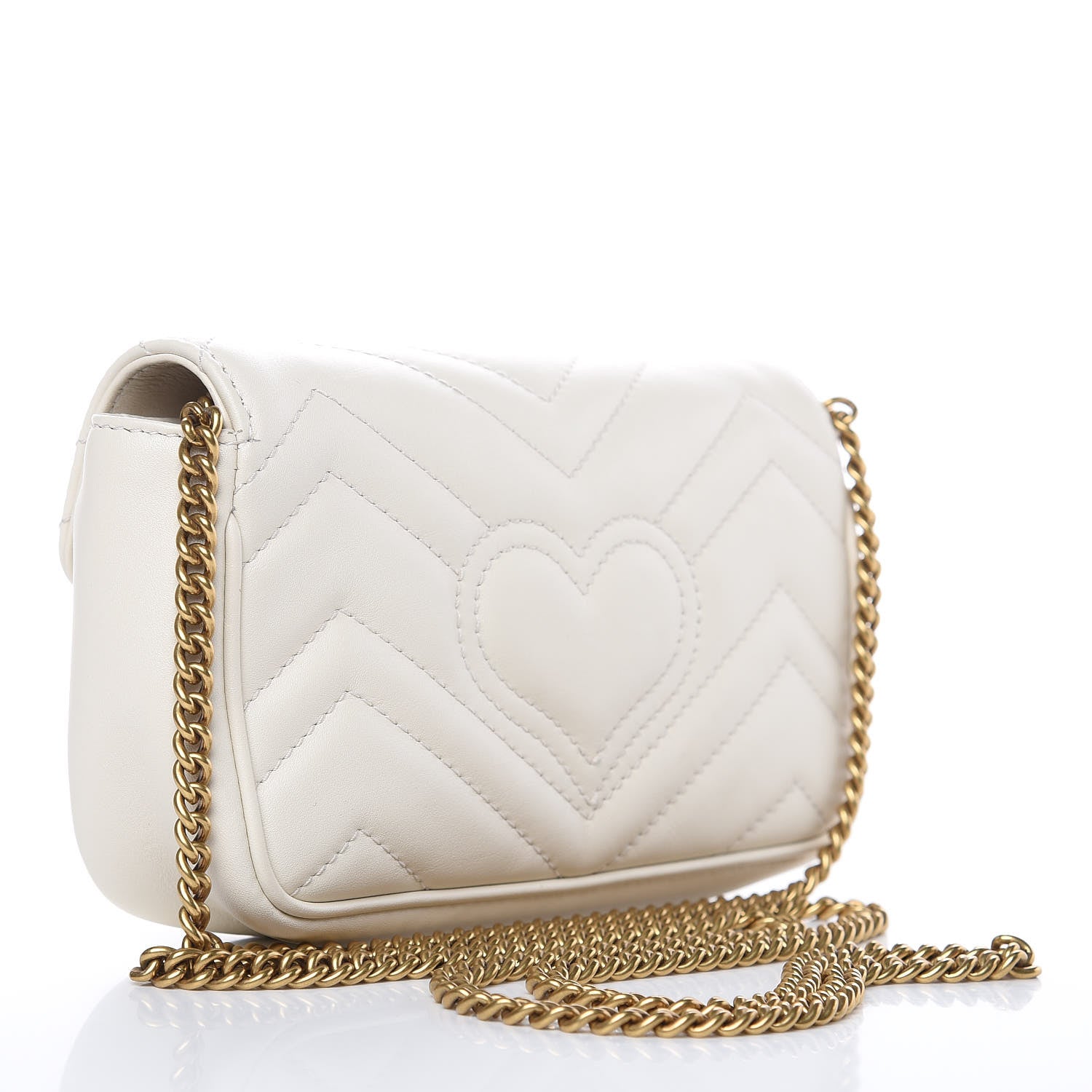 Gucci Calfskin Matelasse Super Mini GG Marmont Shoulder Bag White 3 of 9