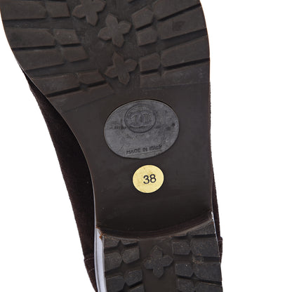 Chanel Suede CC Lace Up Oxford 38 Brown 6 of 12