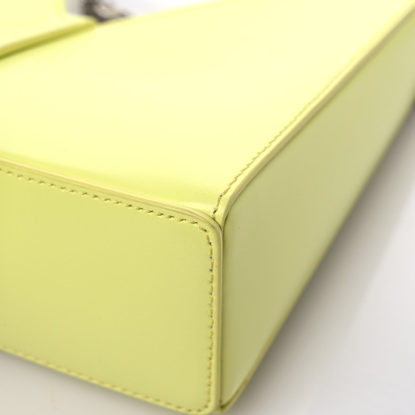 Box Calfskin Mini Cut Out Shoulder Bag Neon Yellow