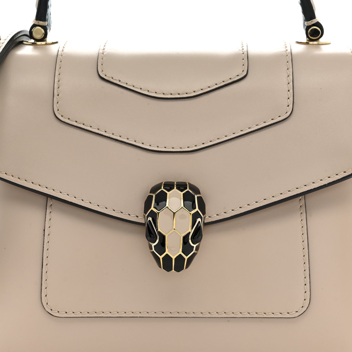 Bulgari Calfskin Serpenti Forever Top Handle Beige Green 7 of 9