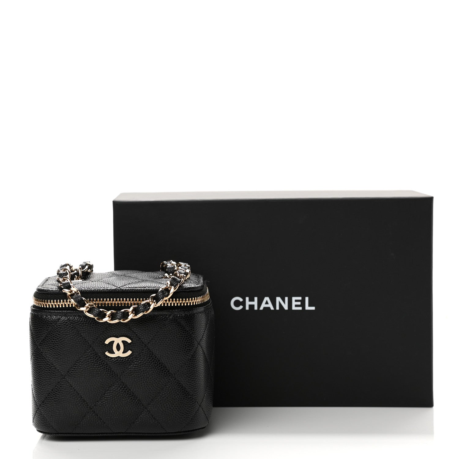 Chanel Caviar Quilted Mini Vanity Case With Chain Black 11 of 11