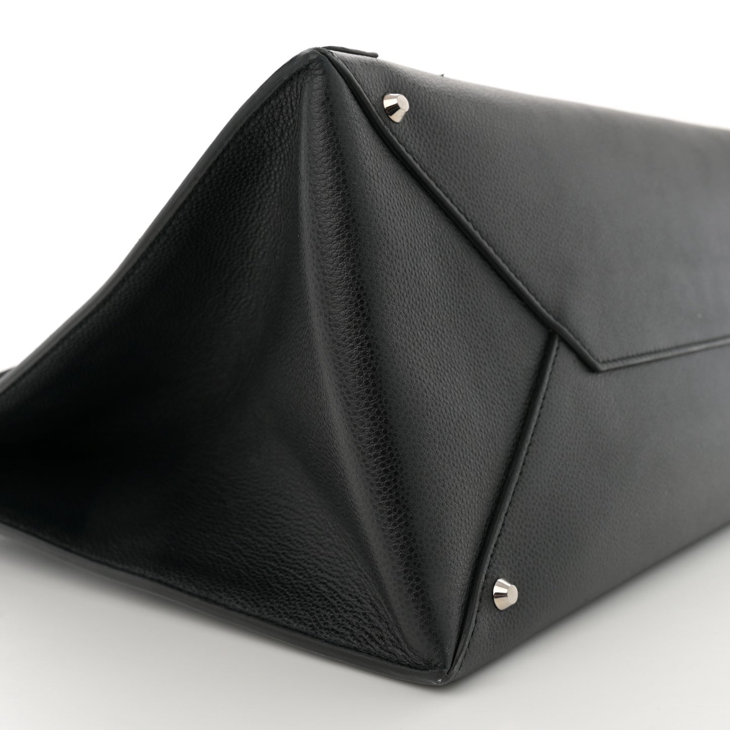 Grained Calfskin Papier Flap Tote Black