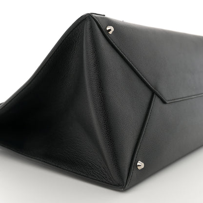 Balenciaga Grained Calfskin Papier Flap Tote Black 10 of 16