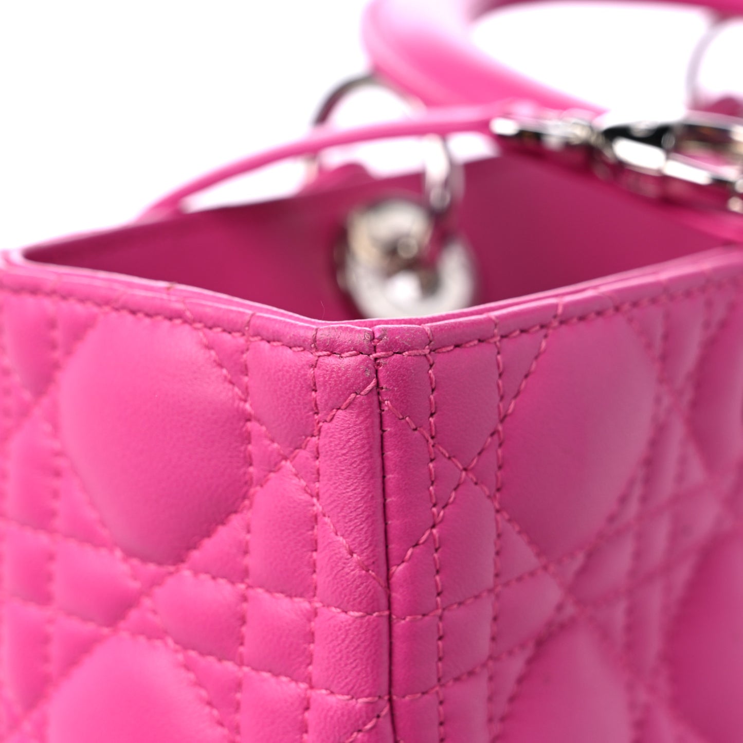 Lambskin Cannage Large Lady Dior Fuchsia