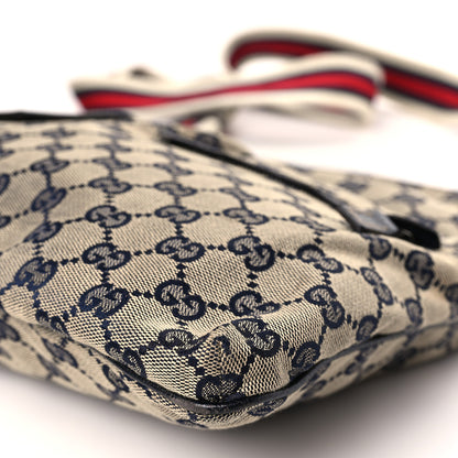 Gucci Monogram Web Medium Double Pocket Messenger Blue 9 of 9