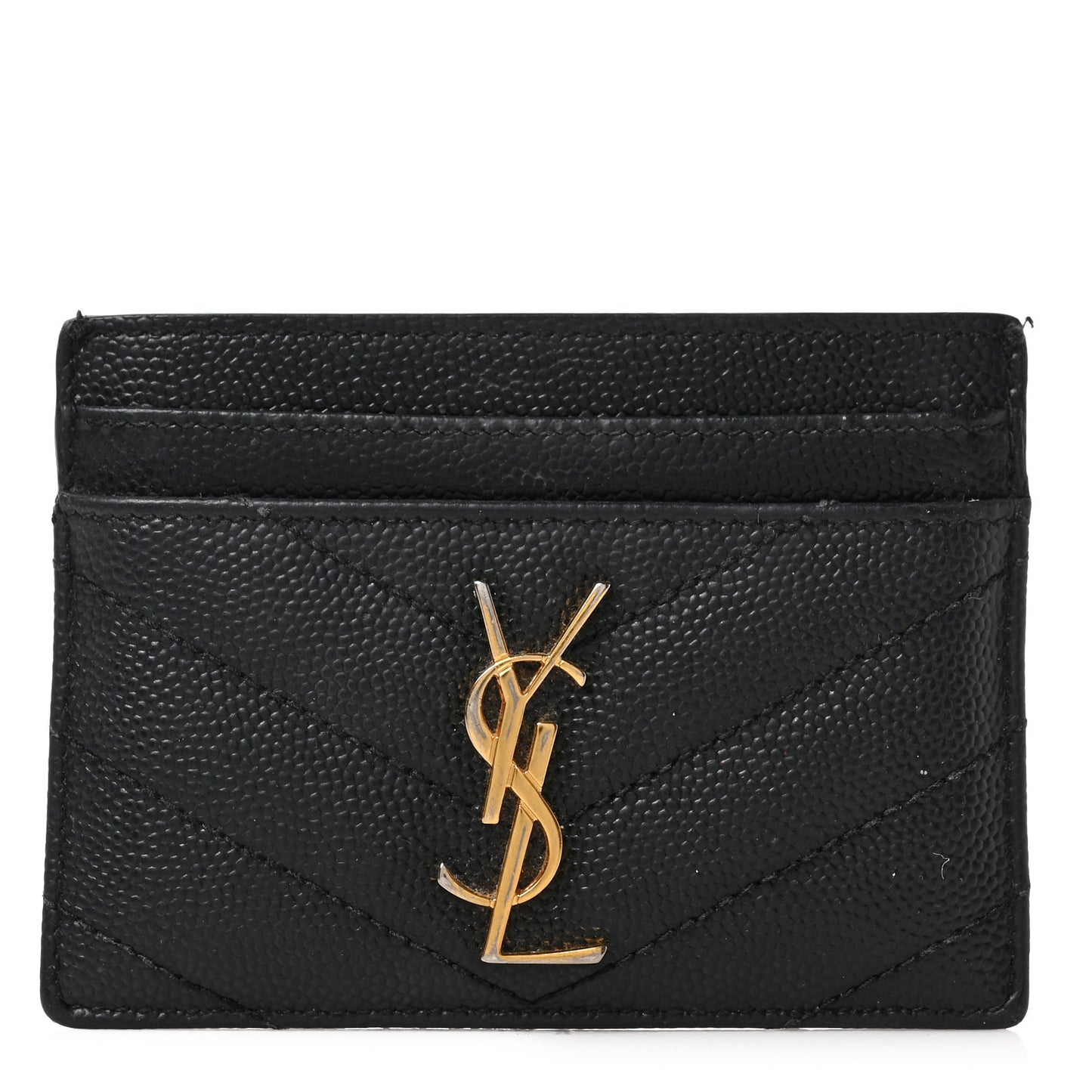 Grain De Poudre Matelasse Chevron Monogram Credit Card Case Black