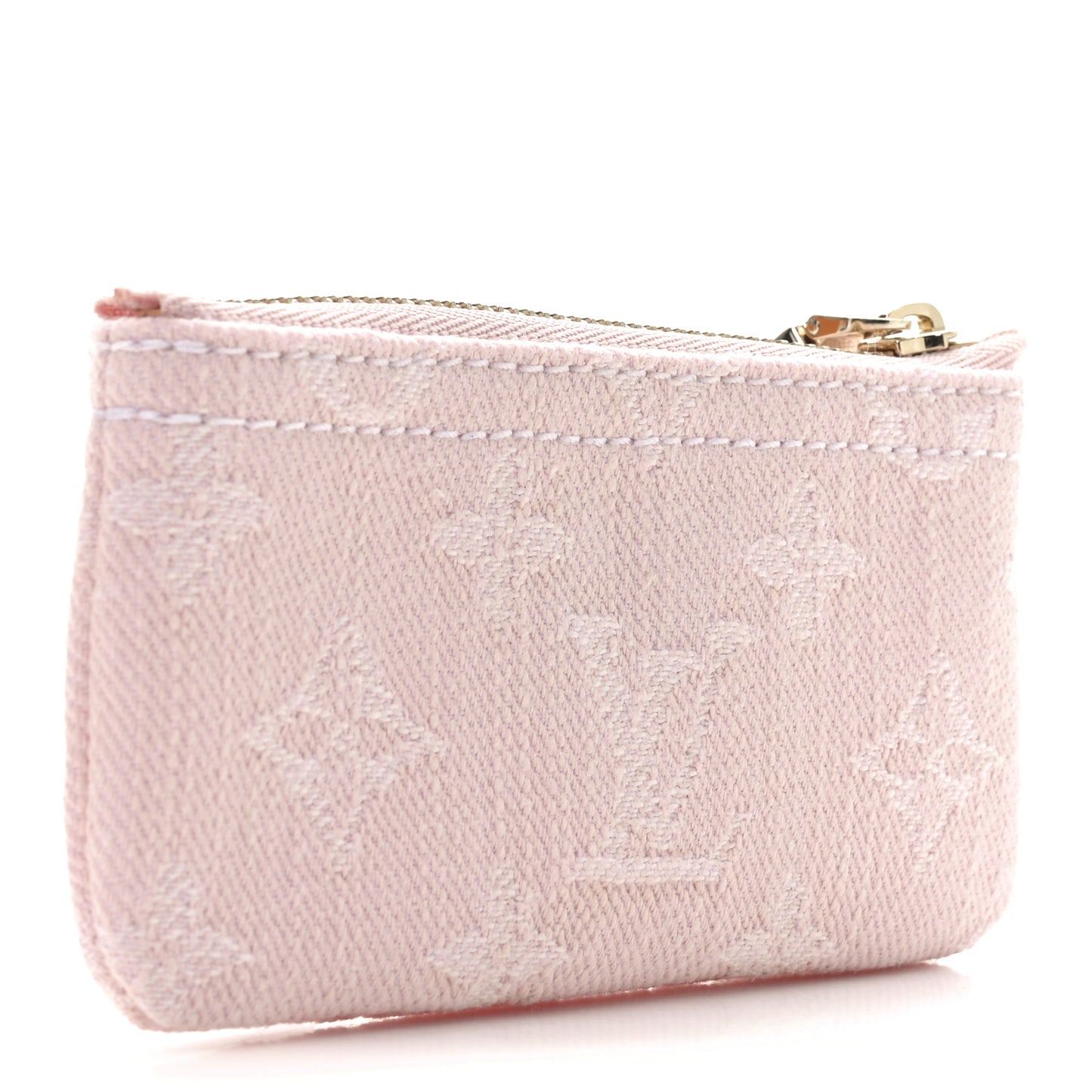 Monogram Denim Key Pouch Washed Pink