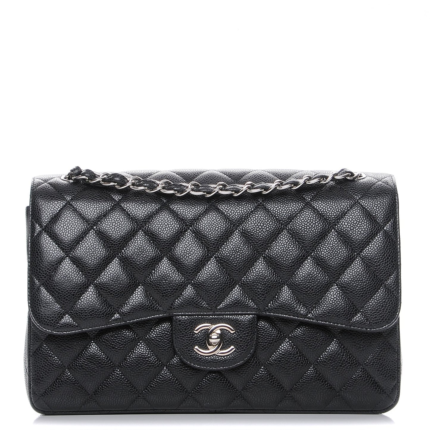 Caviar Quilted Jumbo Double Flap Black