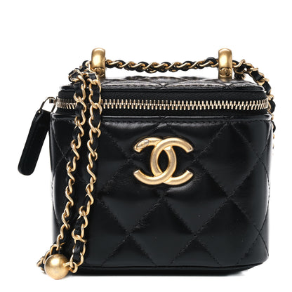 Chanel Calfskin Quilted Mini Perfect Fit Vanity Case With Chain Black 1 of 5