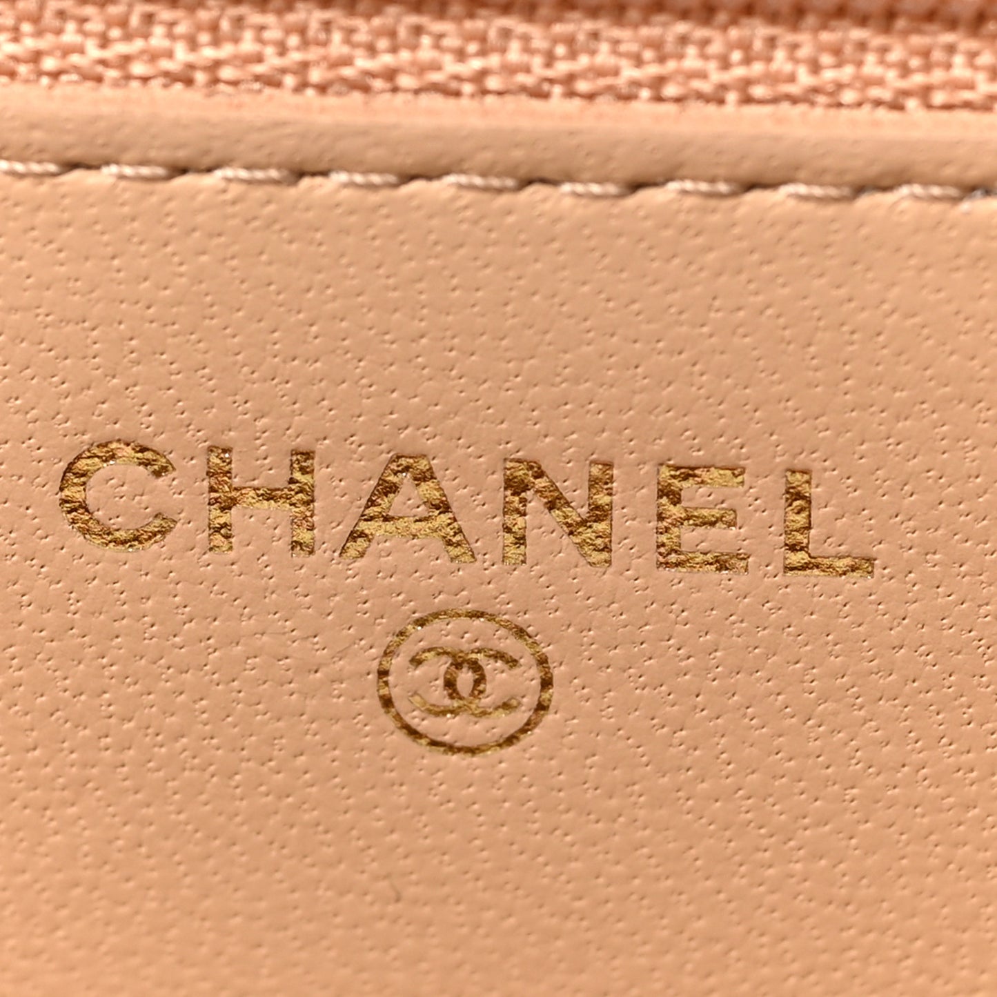 Lambskin Quilted CC Pearl Crush Wallet on Chain WOC Light Beige