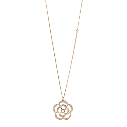 Chanel Crystal Pearl Camellia Necklace Gold 1 of 4