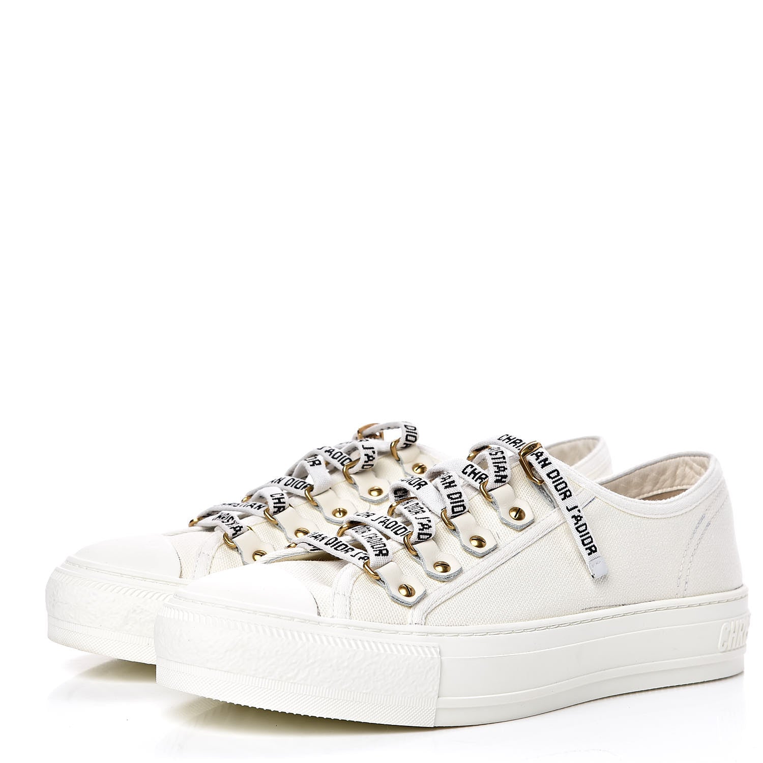 Christian Dior Canvas Walk'n Dior Low Top Sneakers 37.5 White 3 of 8