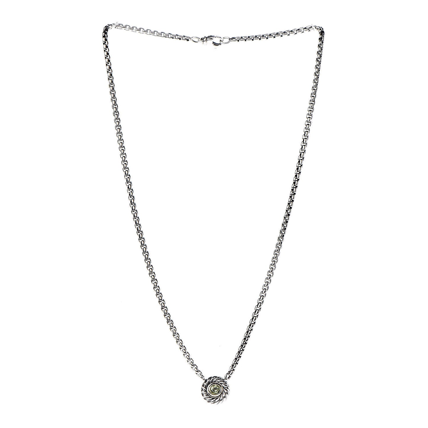 Sterling Silver 14K Yellow Gold Peridot Cookie Pendant Necklace