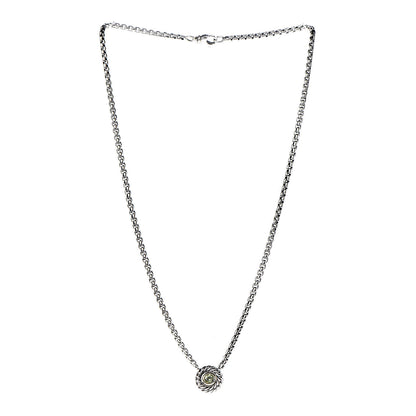 David Yurman Sterling Silver 14K Yellow Gold Peridot Cookie Pendant Necklace 3 of 6