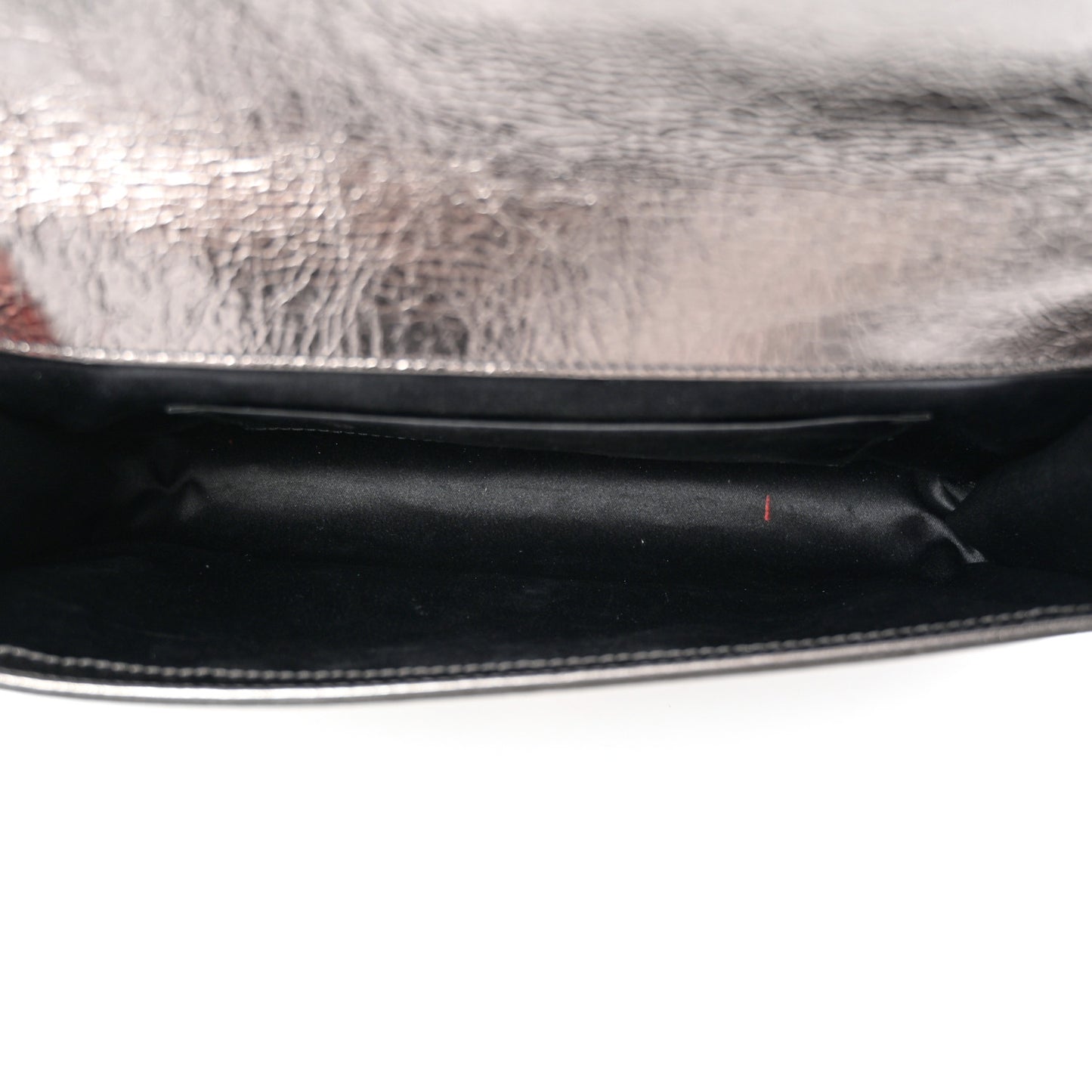 Metallic Calfskin Large Belle De Jour Clutch Dark Silver