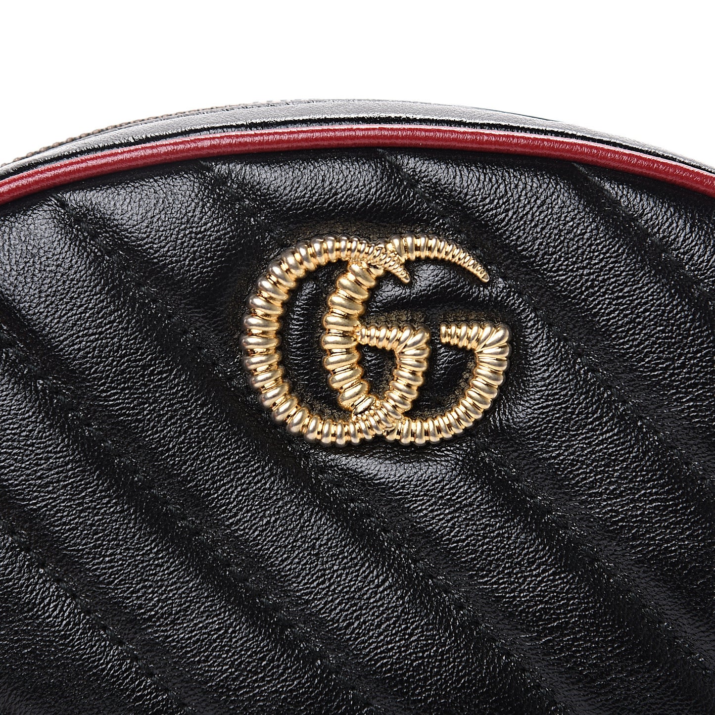 Azalea Calfskin Matelasse Diagonal Torchon GG Marmont Belt Bag 85 34 Black Romantic Cerise