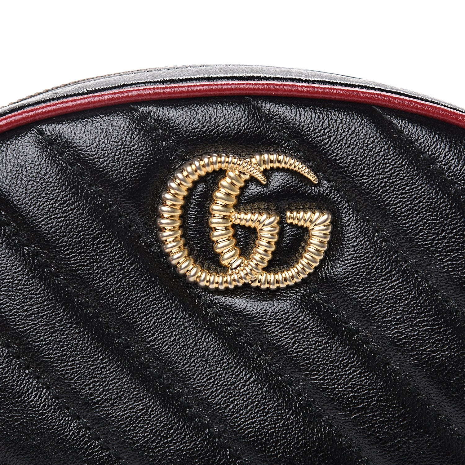 Gucci Azalea Calfskin Matelasse Diagonal Torchon GG Marmont Belt Bag 85 34 Black Romantic Cerise 7 of 11