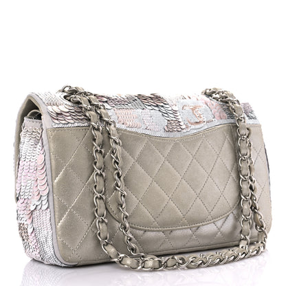 Chanel Sequin CC Small Double Flap Silver 3 of 12
