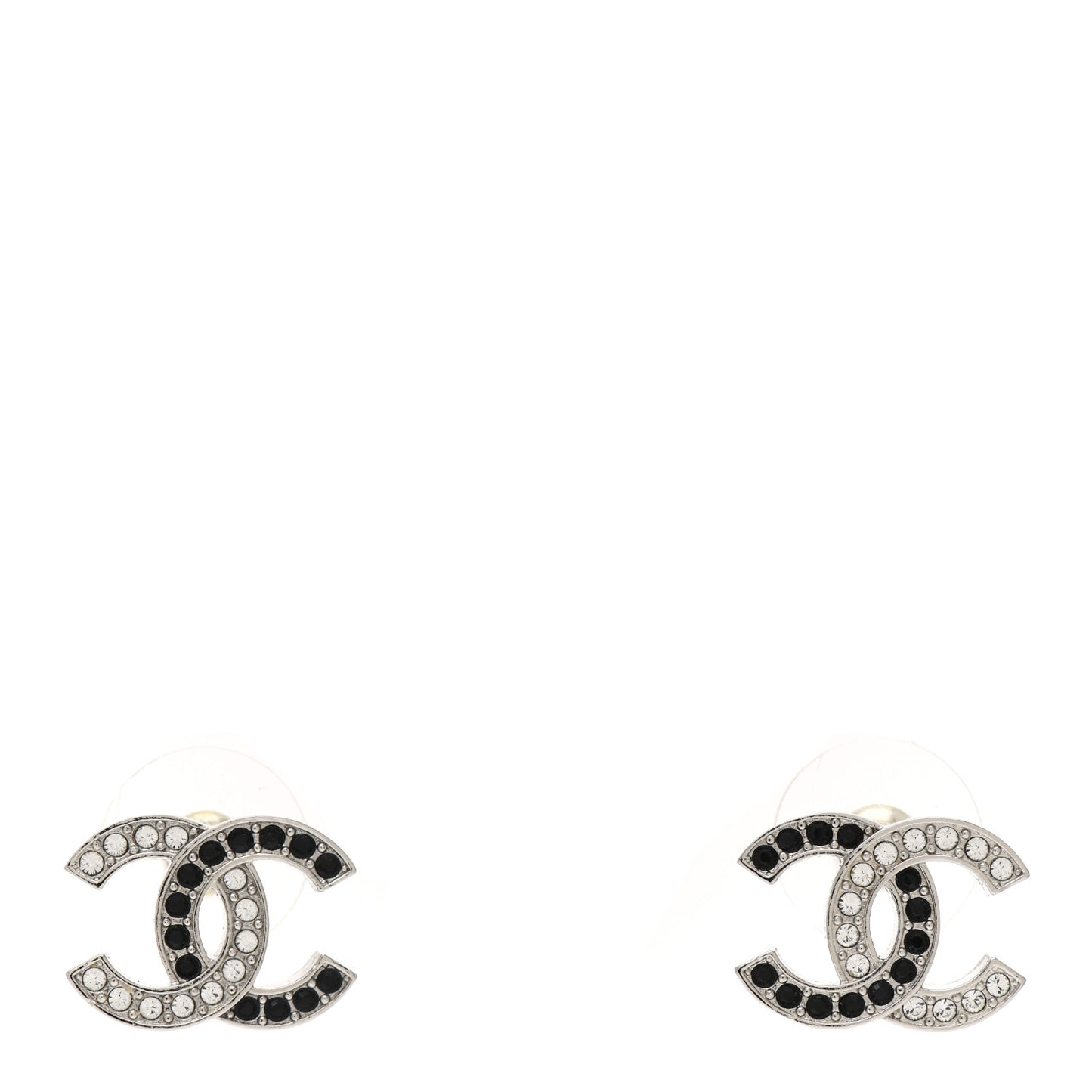 Crystal CC Earrings Silver Black