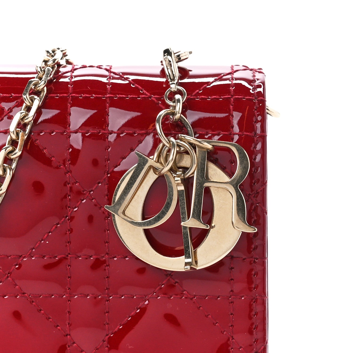 Christian Dior Patent Cannage LADY DIOR Clutch Rouge Ceris 12 of 17