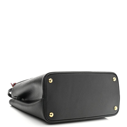 Prada Saffiano Cuir Small Double Bag Black Fuoco 4 of 10