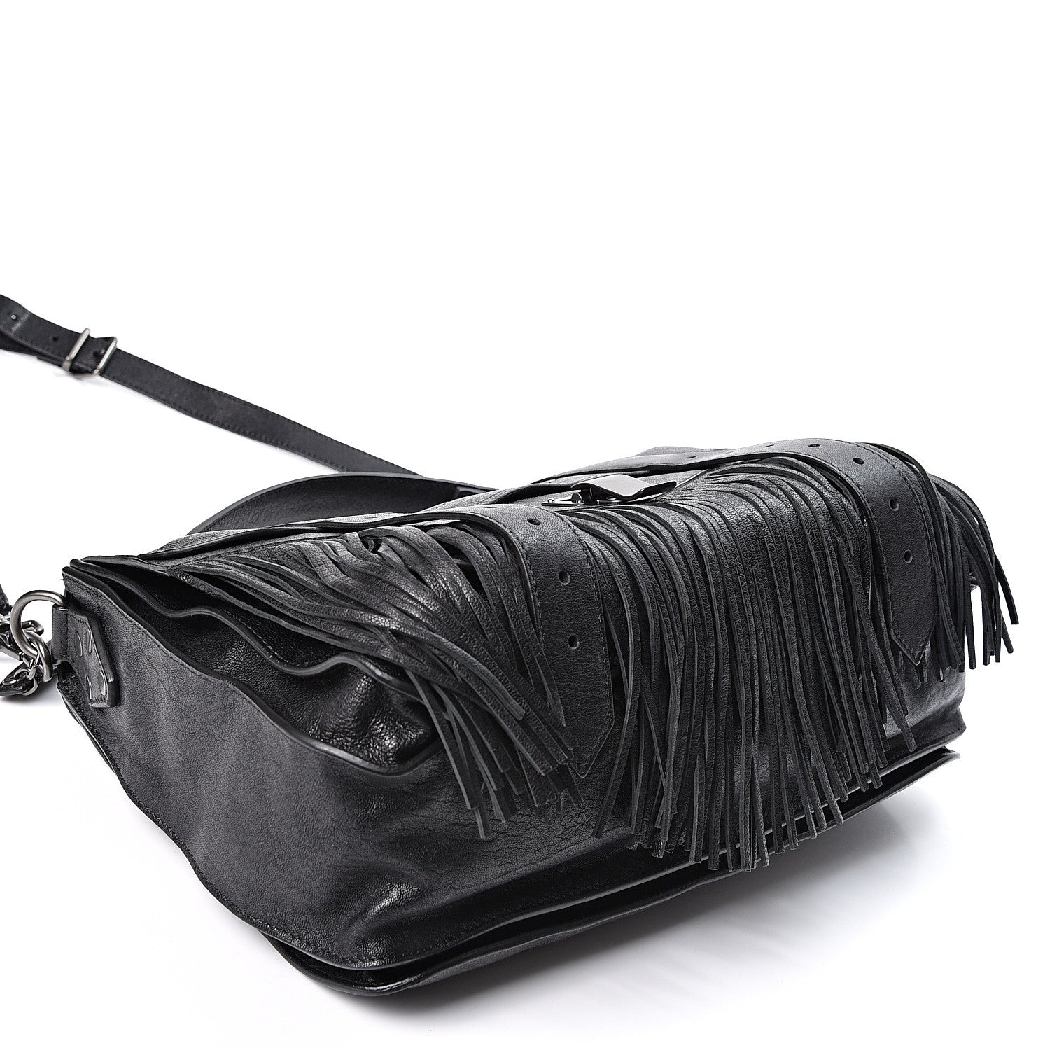 Proenza Schouler Lambskin Fringe Medium PS1 Satchel Black 3 of 10