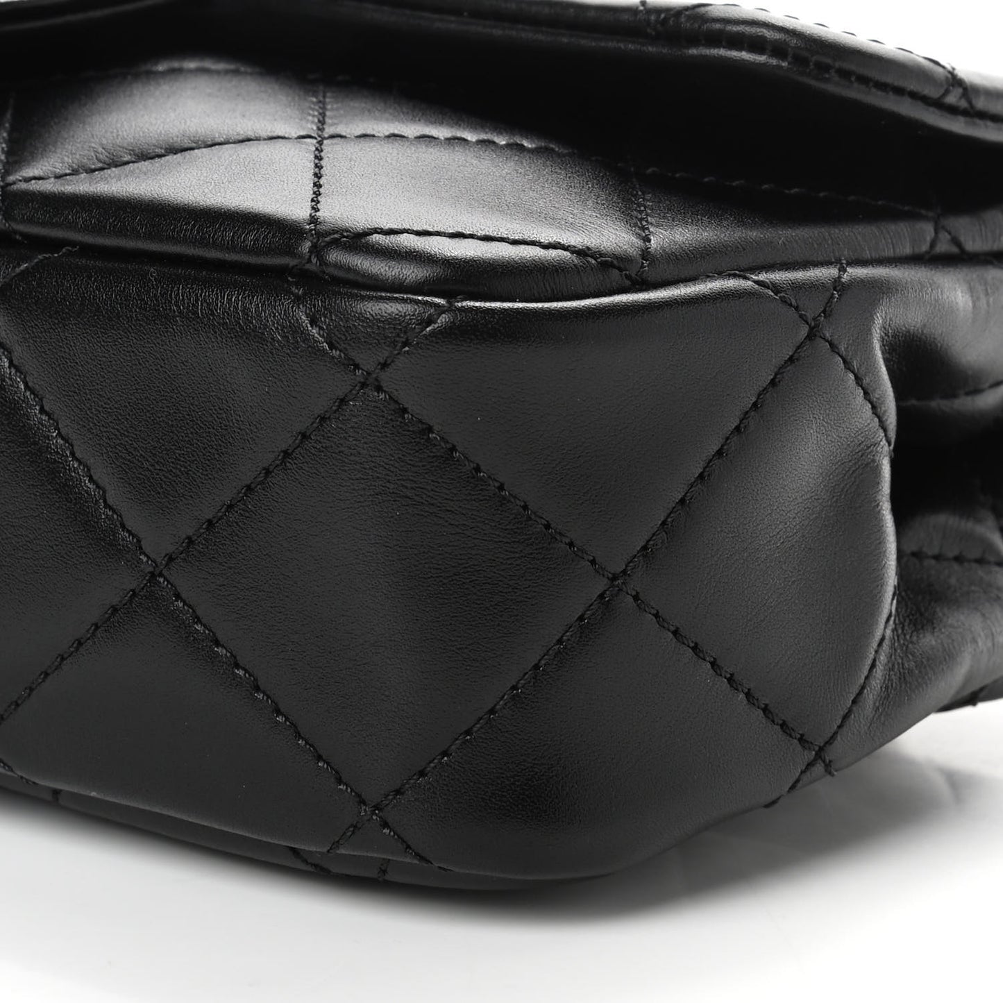 Calfskin Quilted Small Crystal Pearls Flap Bag Black