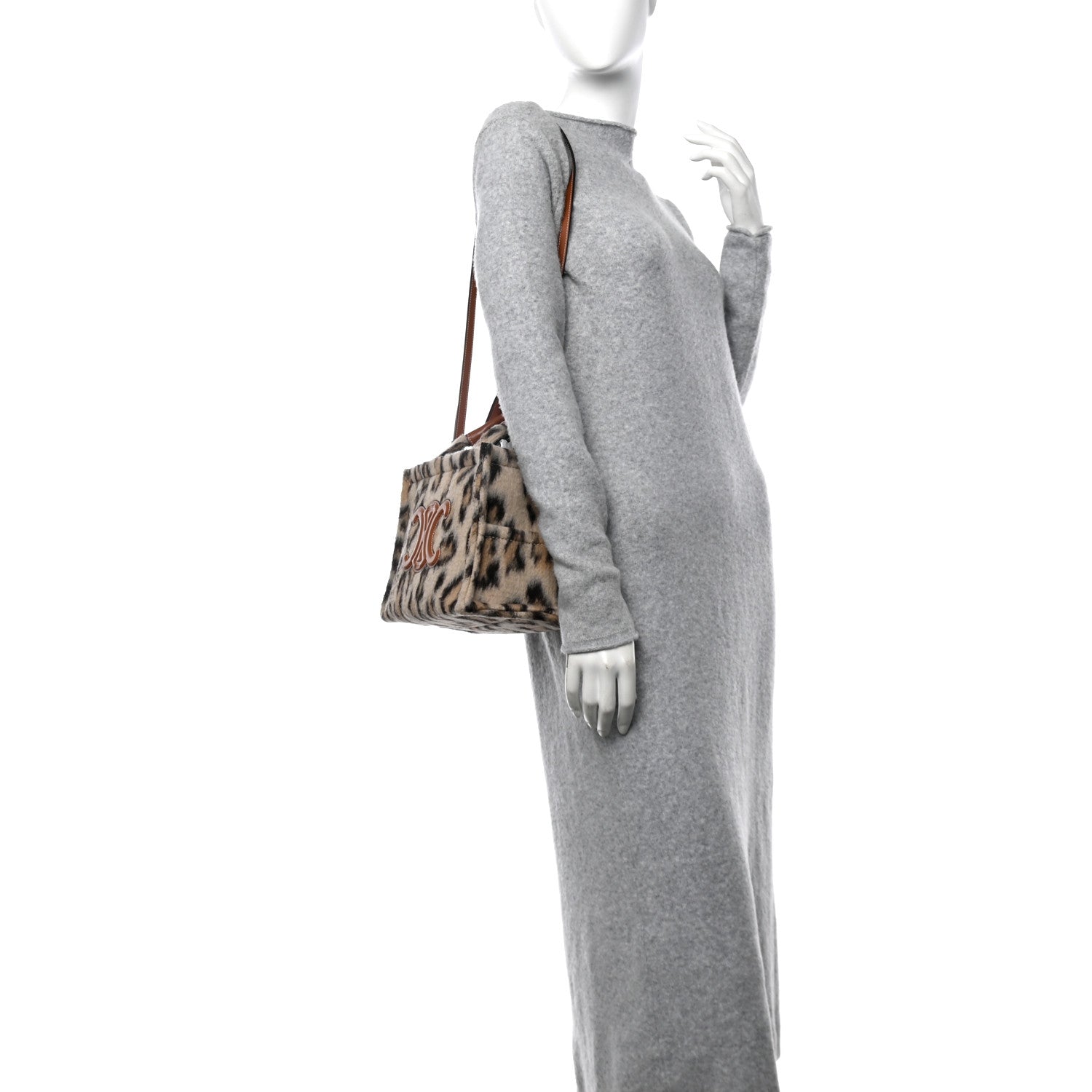 Celine Textile Canvas Triomphe Small Cabas Thais Leopard 3 of 9
